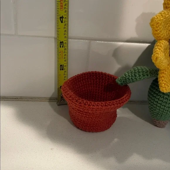 Flower Child Sunflower Bear Hand Crafted Figure and Pot Amigurumi Crochet Decor - Picture 13 of 13